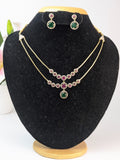 Double Layer Ruby & Emerald Stone Necklace