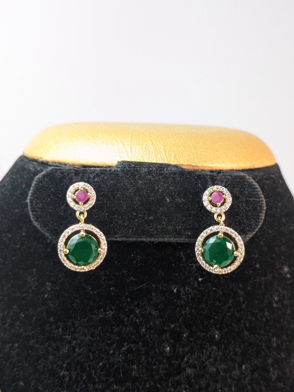 Double Layer Ruby & Emerald Stone Necklace