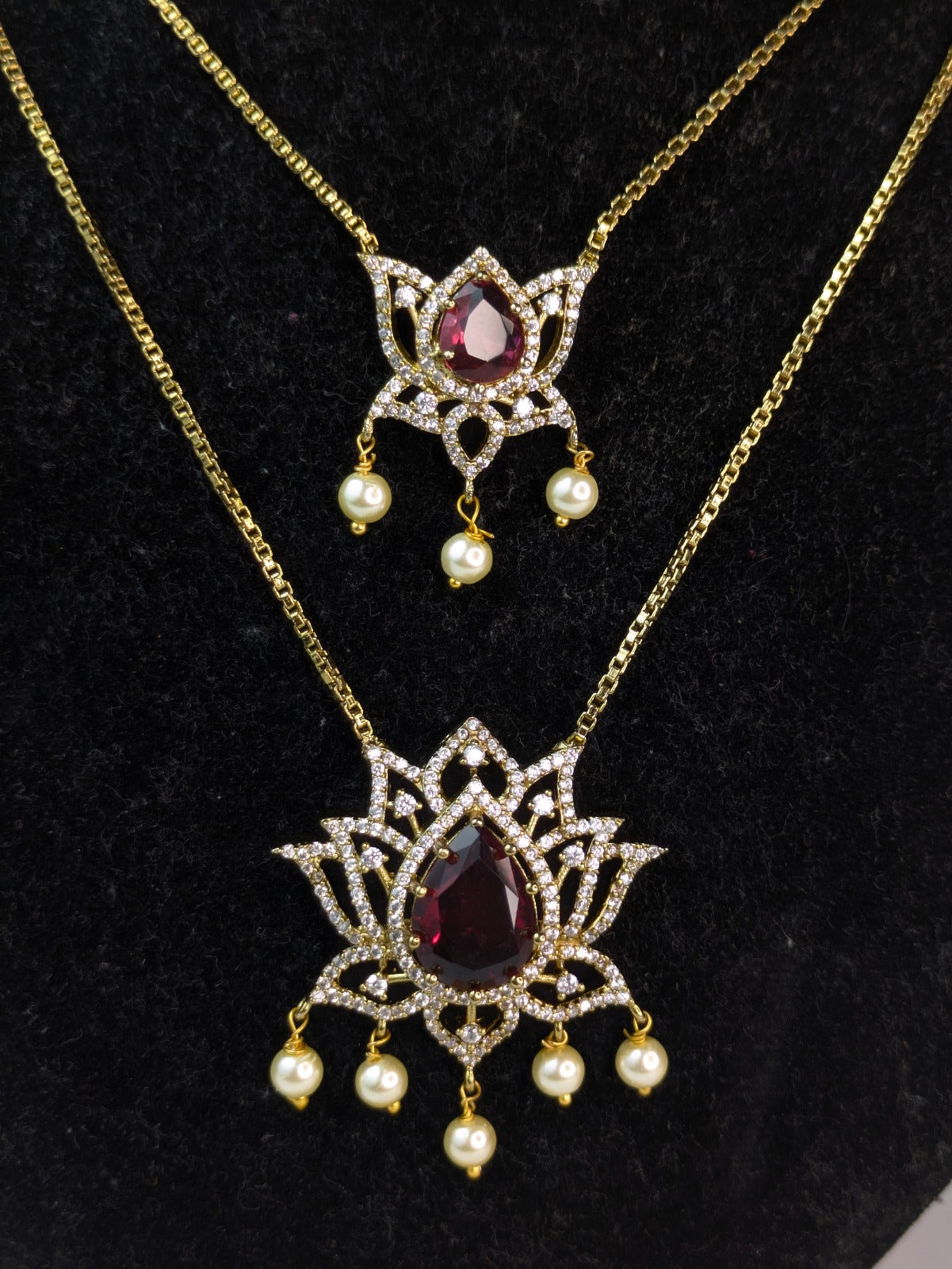 Double Layer Ruby Stone Lotus Chain