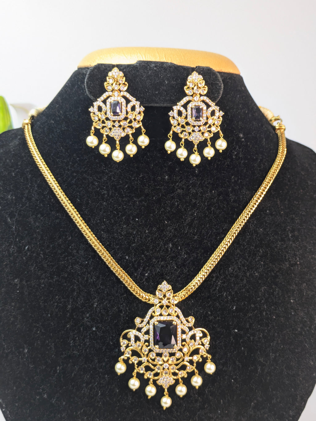 AD Stone Necklace-Violet