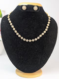AD Stone Flower Necklace with Stud