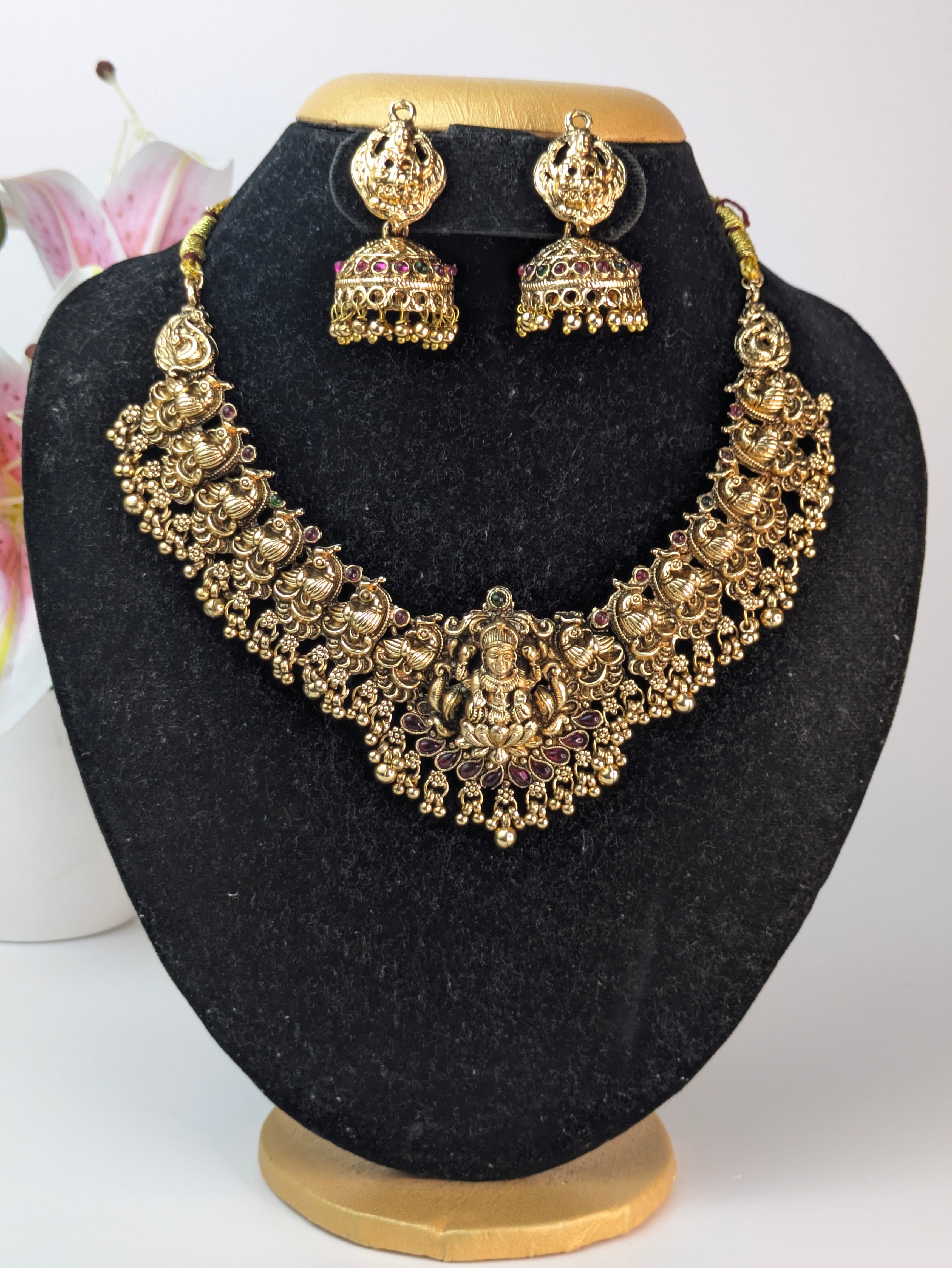 Peacock Lakshmi Temple Necklace