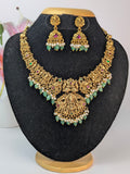 Peacock Lakshmi Kemp Necklace with Green Hanging