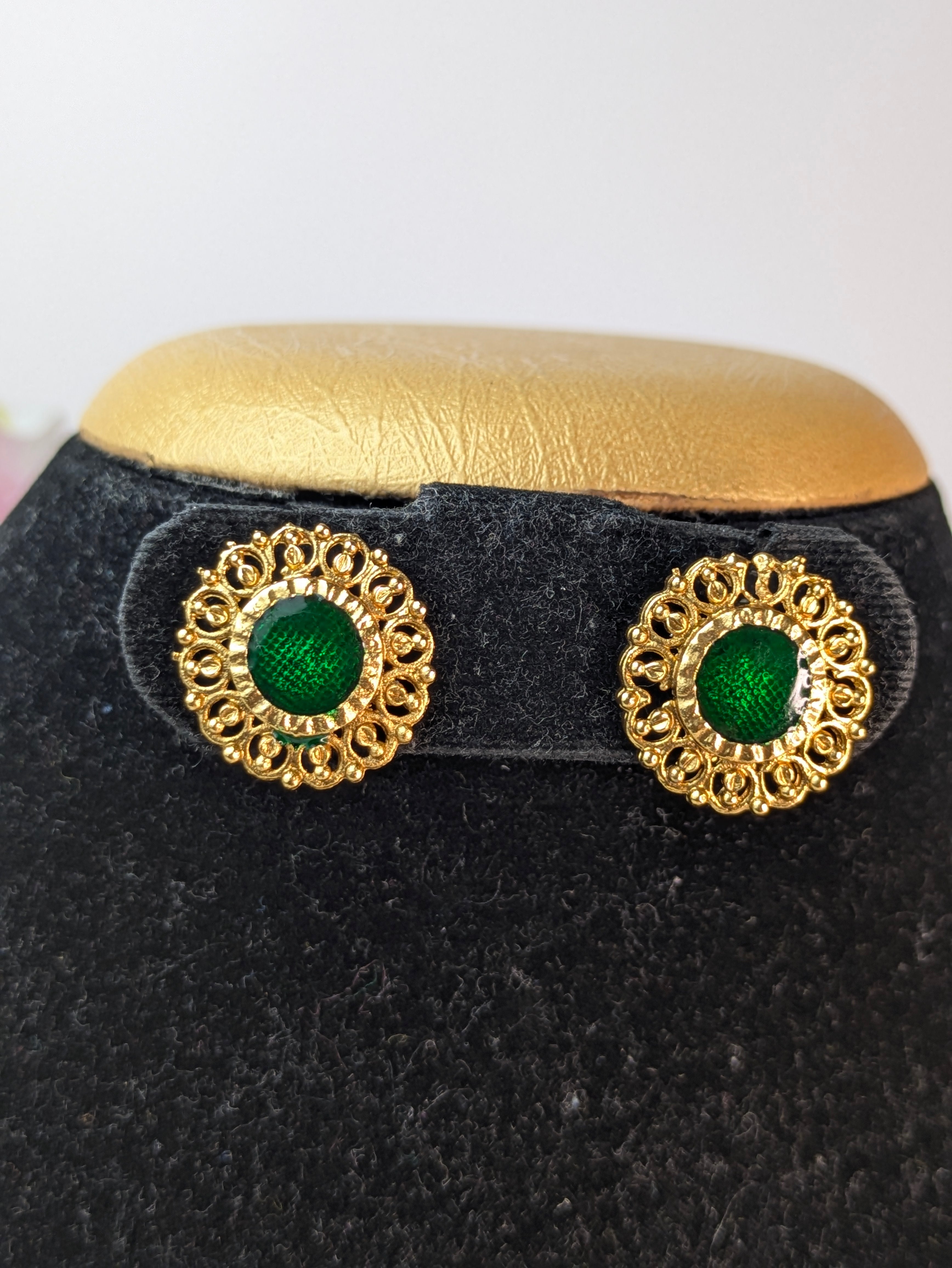 Kerala-style gold-plated Pathakkam / Palakka Mid haram jewelry set