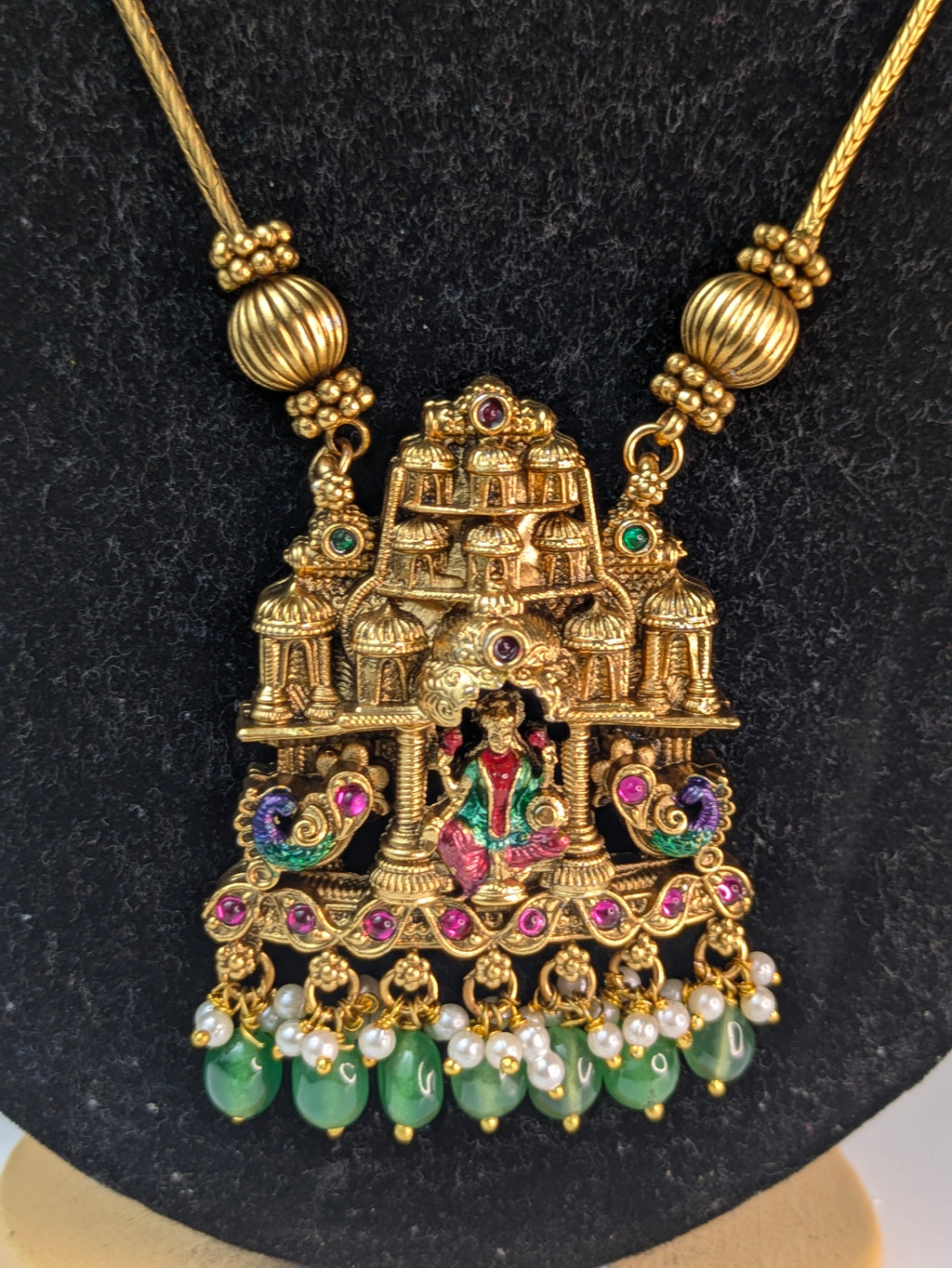 Antique gold-plated temple jewelry mid haram