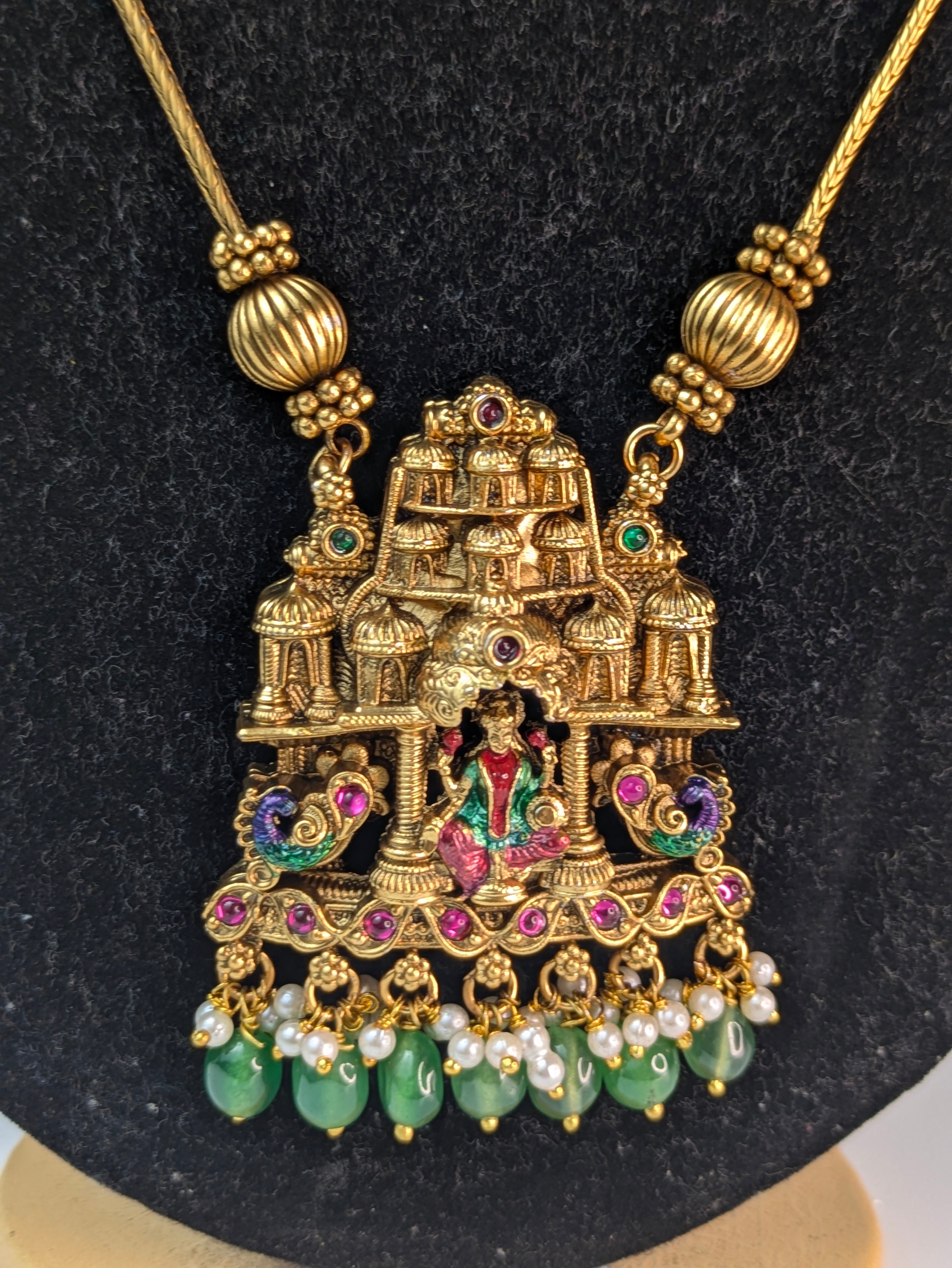 Antique gold-plated temple jewelry mid haram