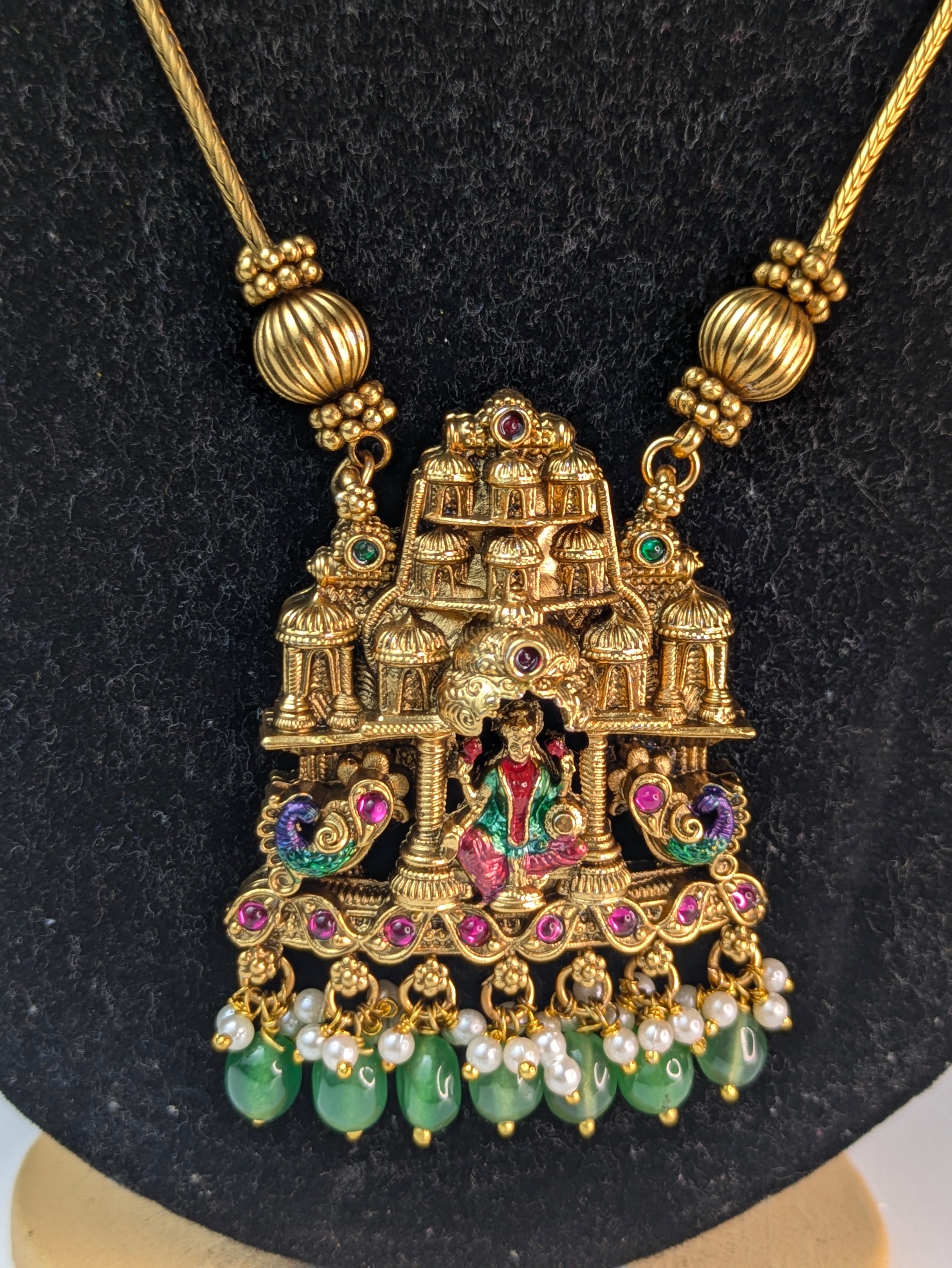 Antique gold-plated temple jewelry mid haram