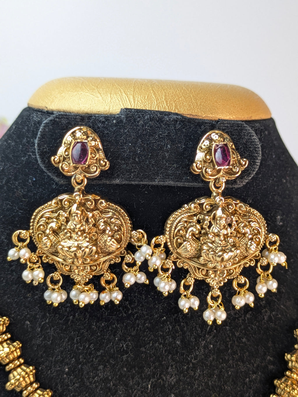 Antique Gold Lakshmi pendant Mid Haram
