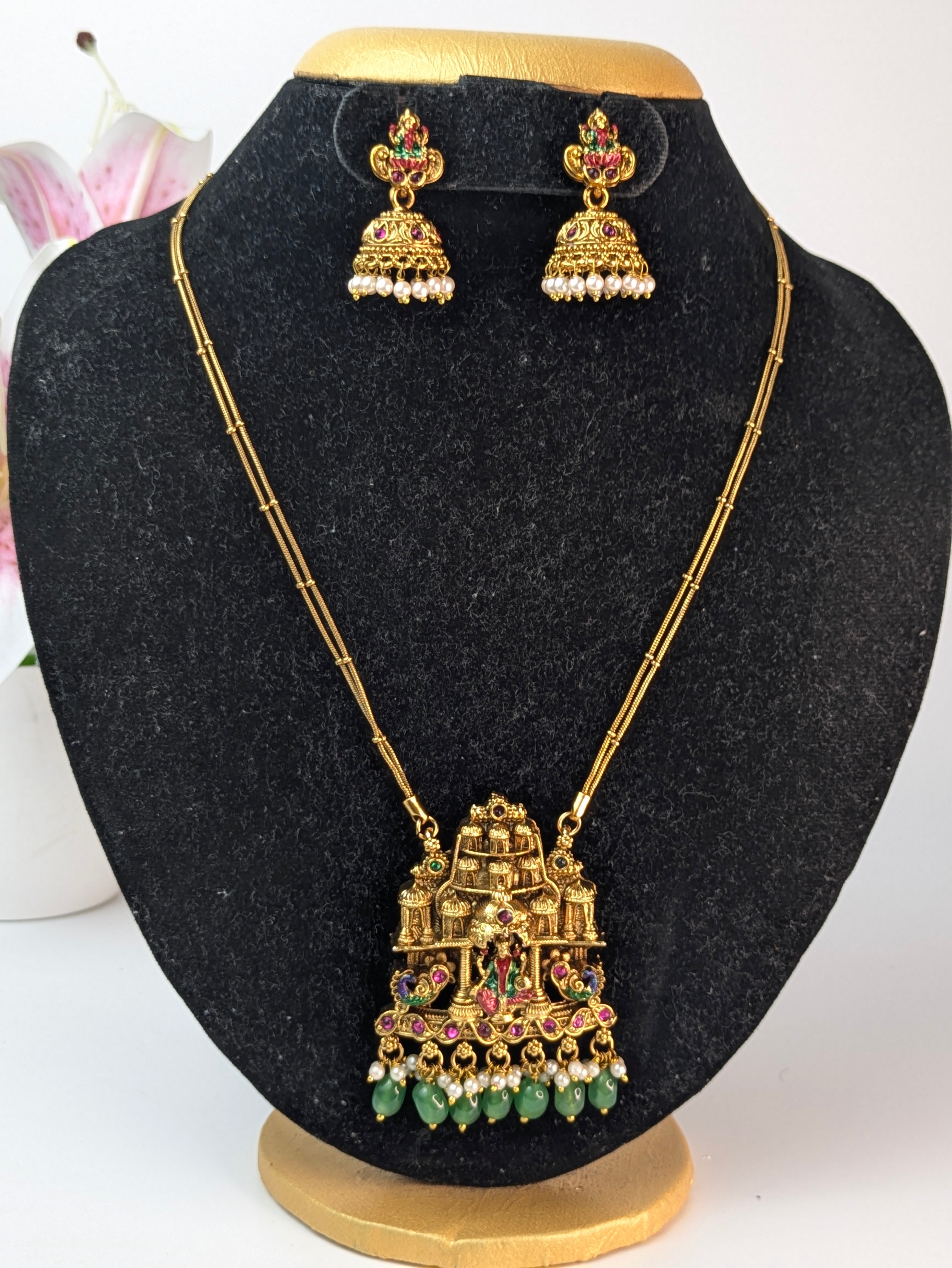 Traditional South Indian temple jewelry mid haram