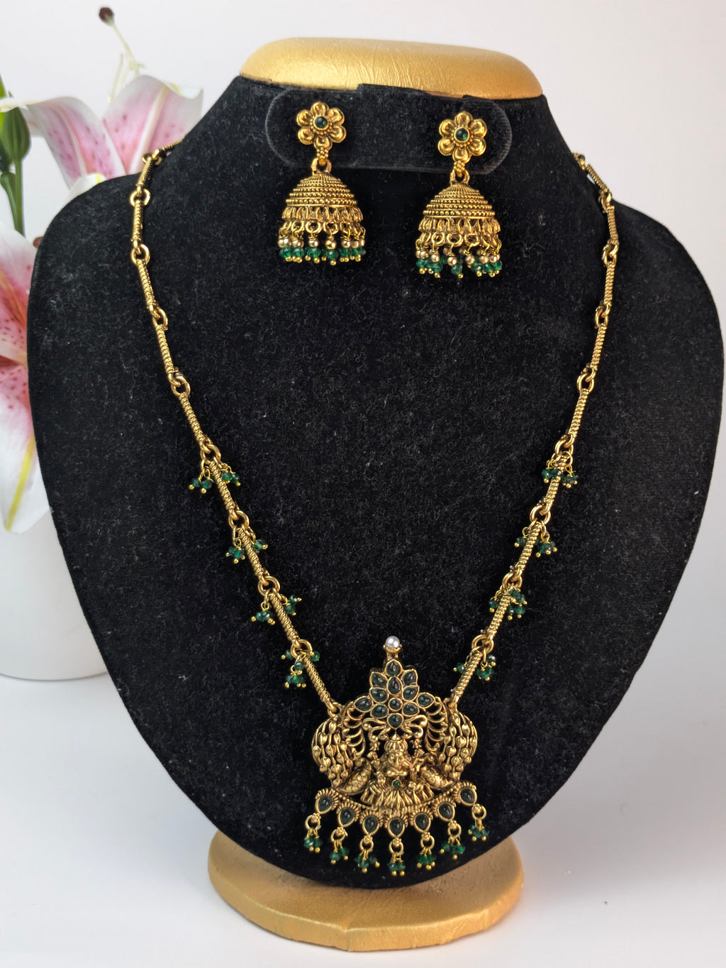 Traditional antique gold-plated Lakshmi mid haram