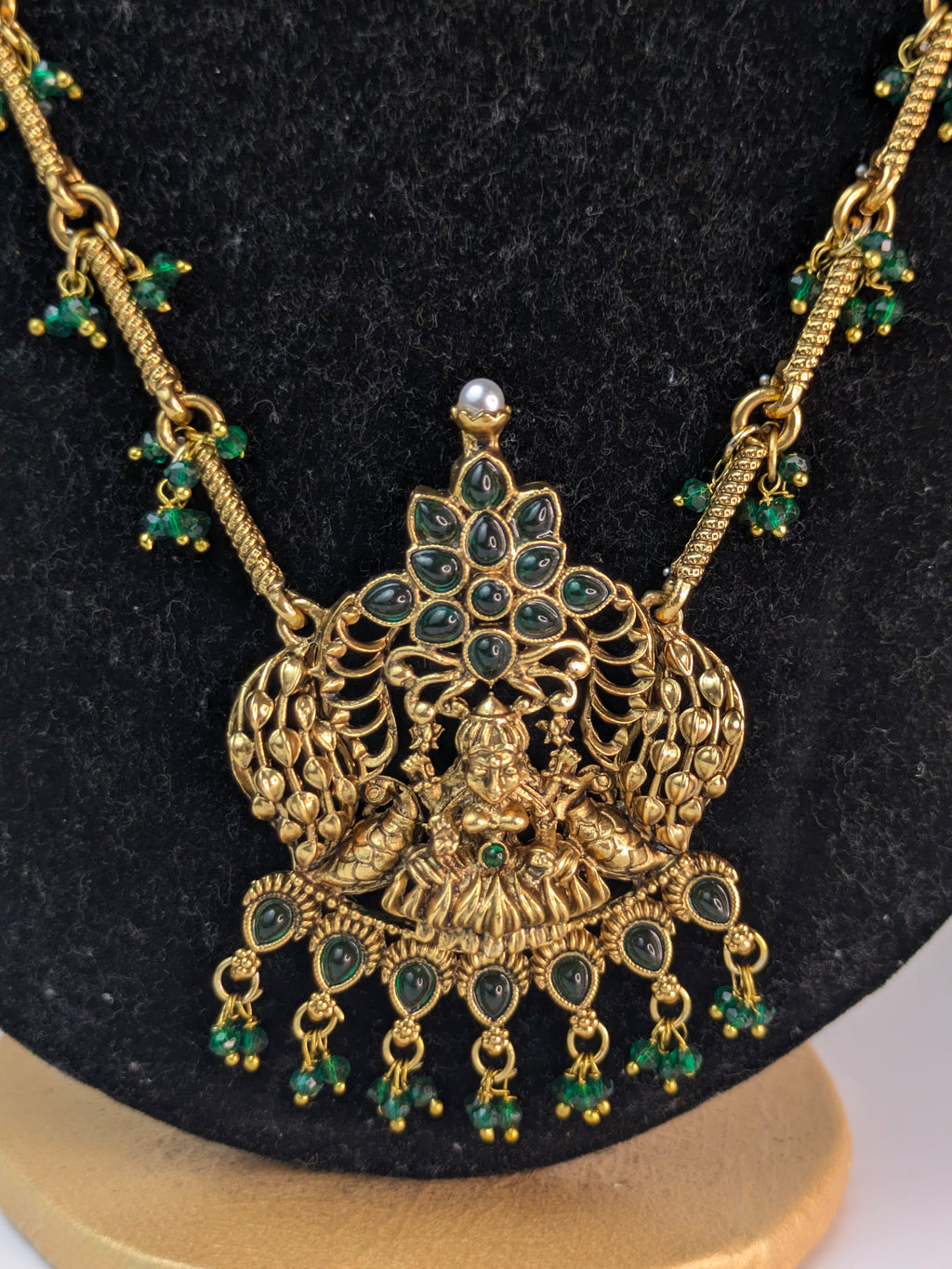 Traditional antique gold-plated Lakshmi mid haram