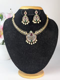 Multi Stone Pearl Drop Hasli Set