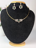 AD Stone Floral Choker-Green