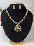 Traditional Lakshmi AD Stone Necklace-Violet