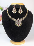 Ruby Stone Pearl Drop Hasli Set