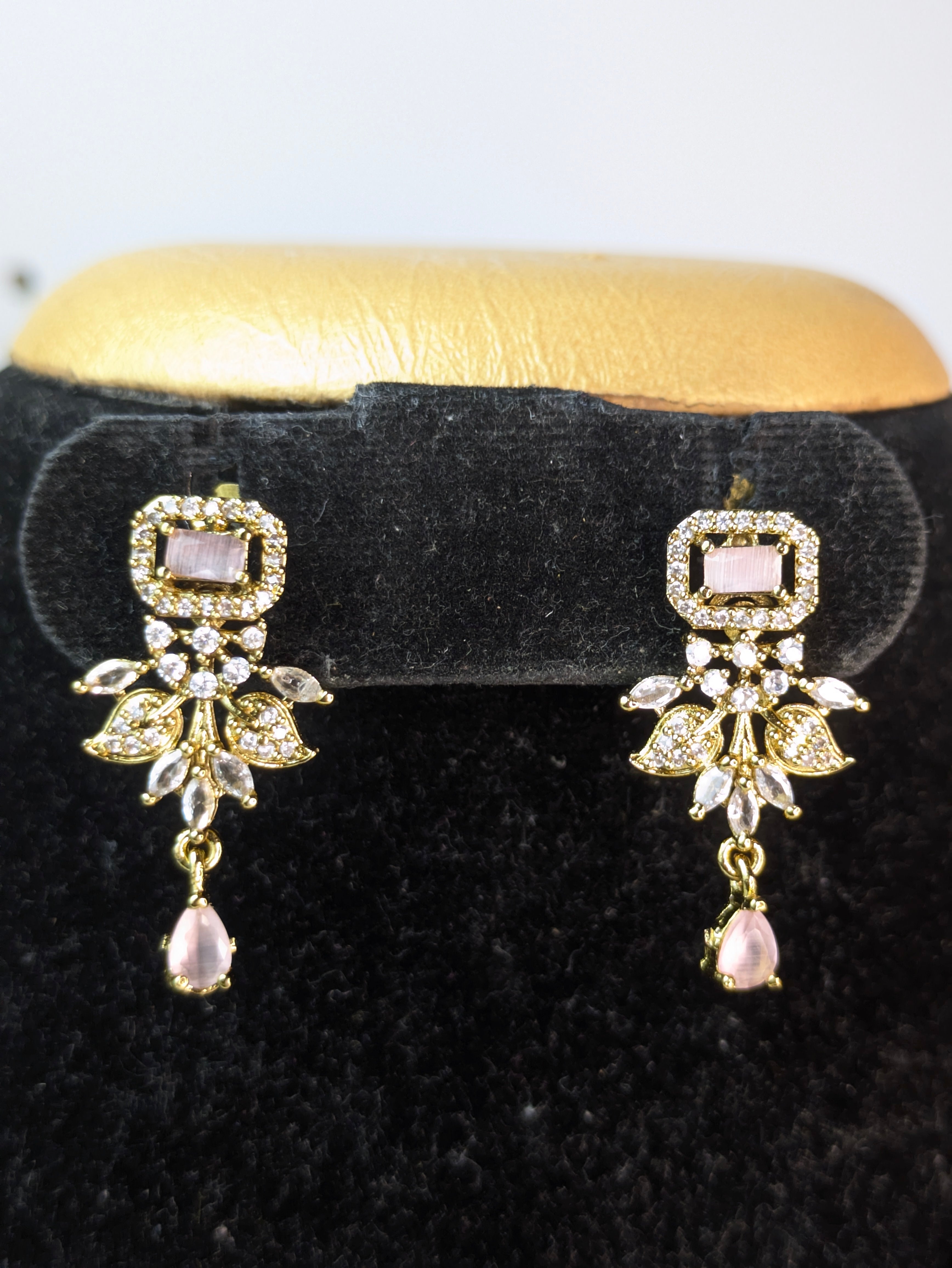 Pink AD short Necklace Set