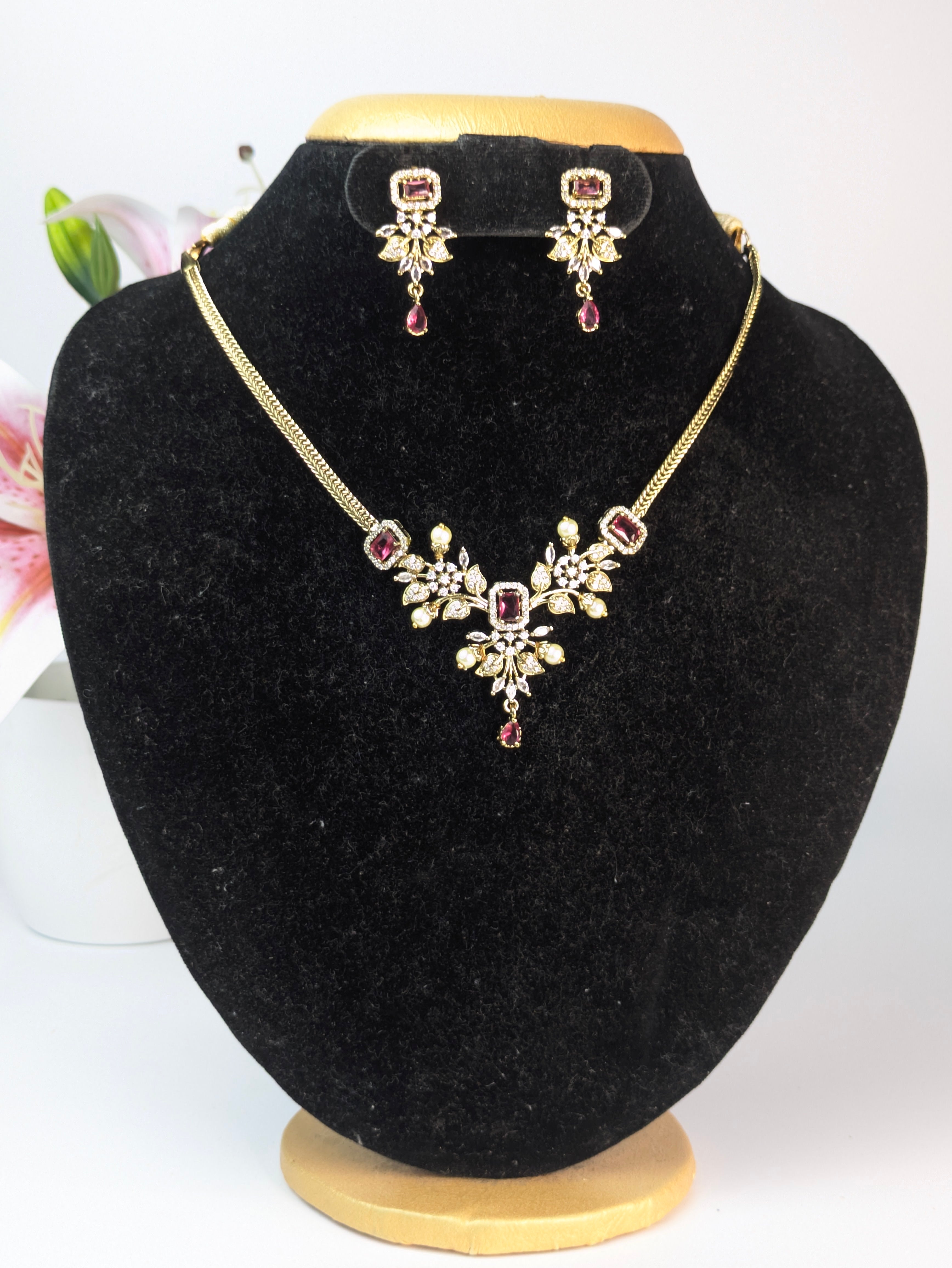Ruby AD short Necklace Set