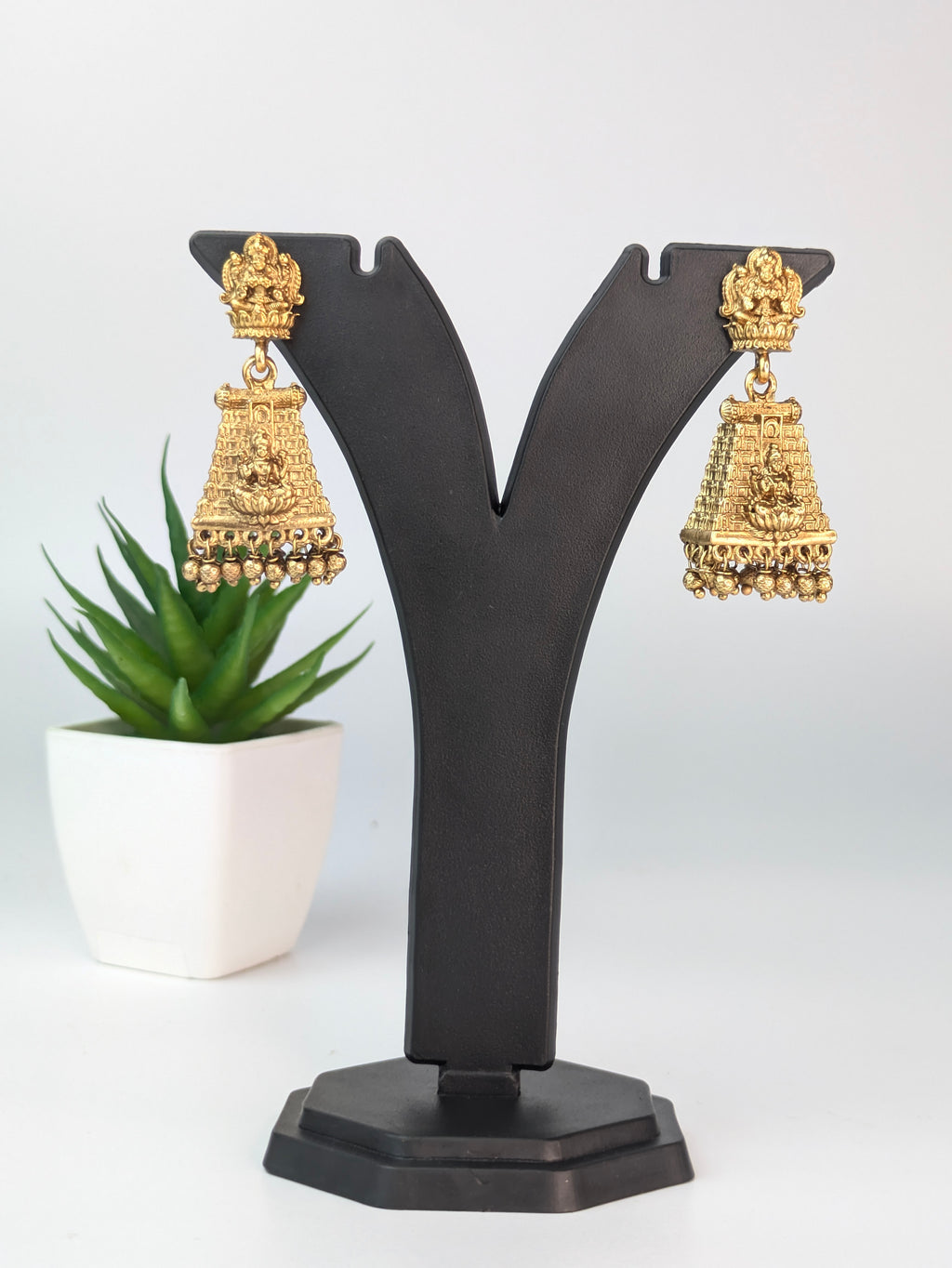 Traditional Gopuram Antique Lakshmi Jhumka