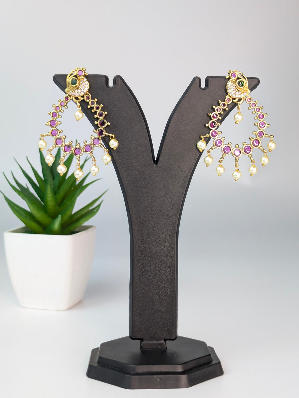 Peacock Kemp Chandbali Earring