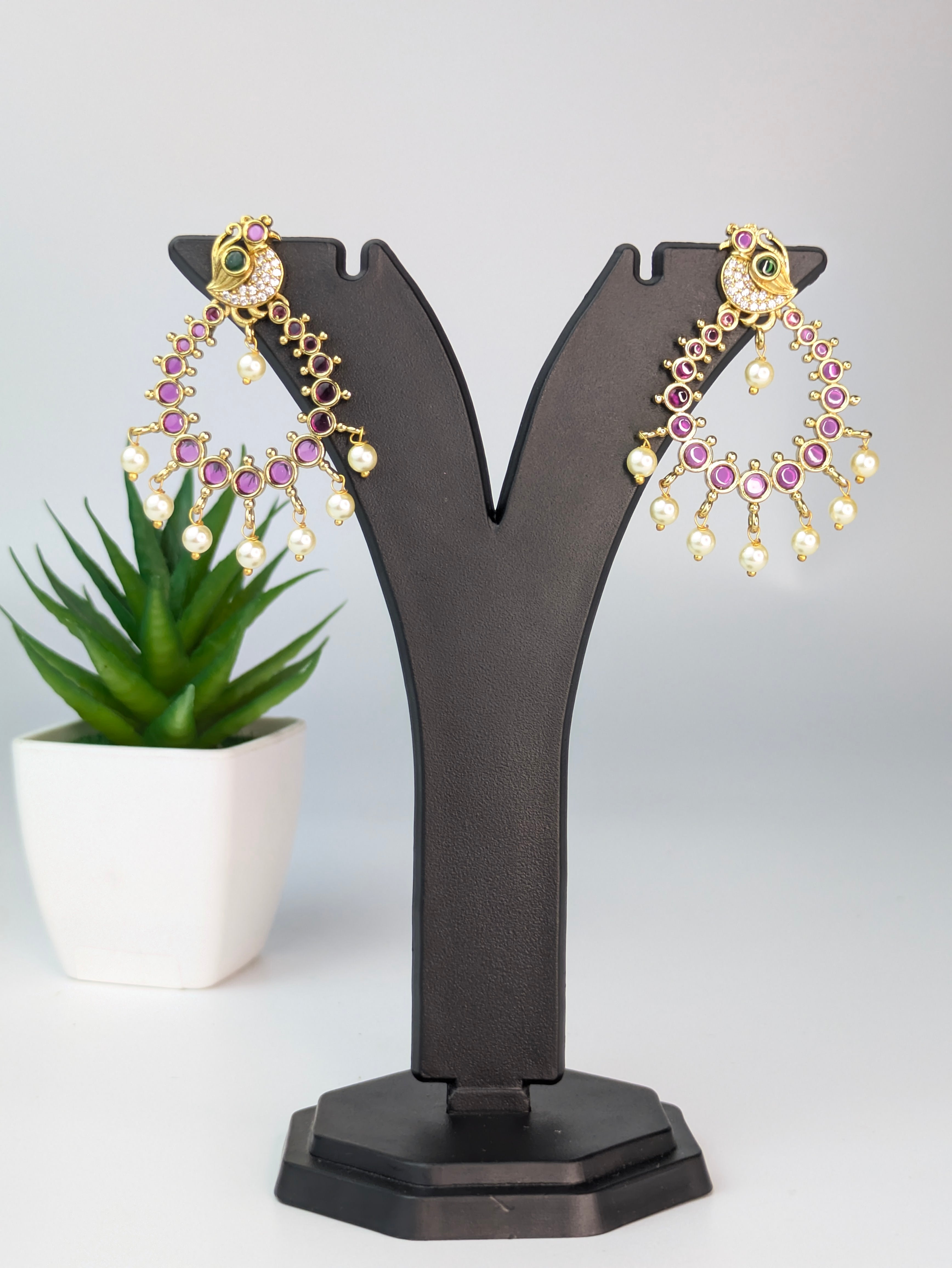 Peacock Kemp Chandbali Earring