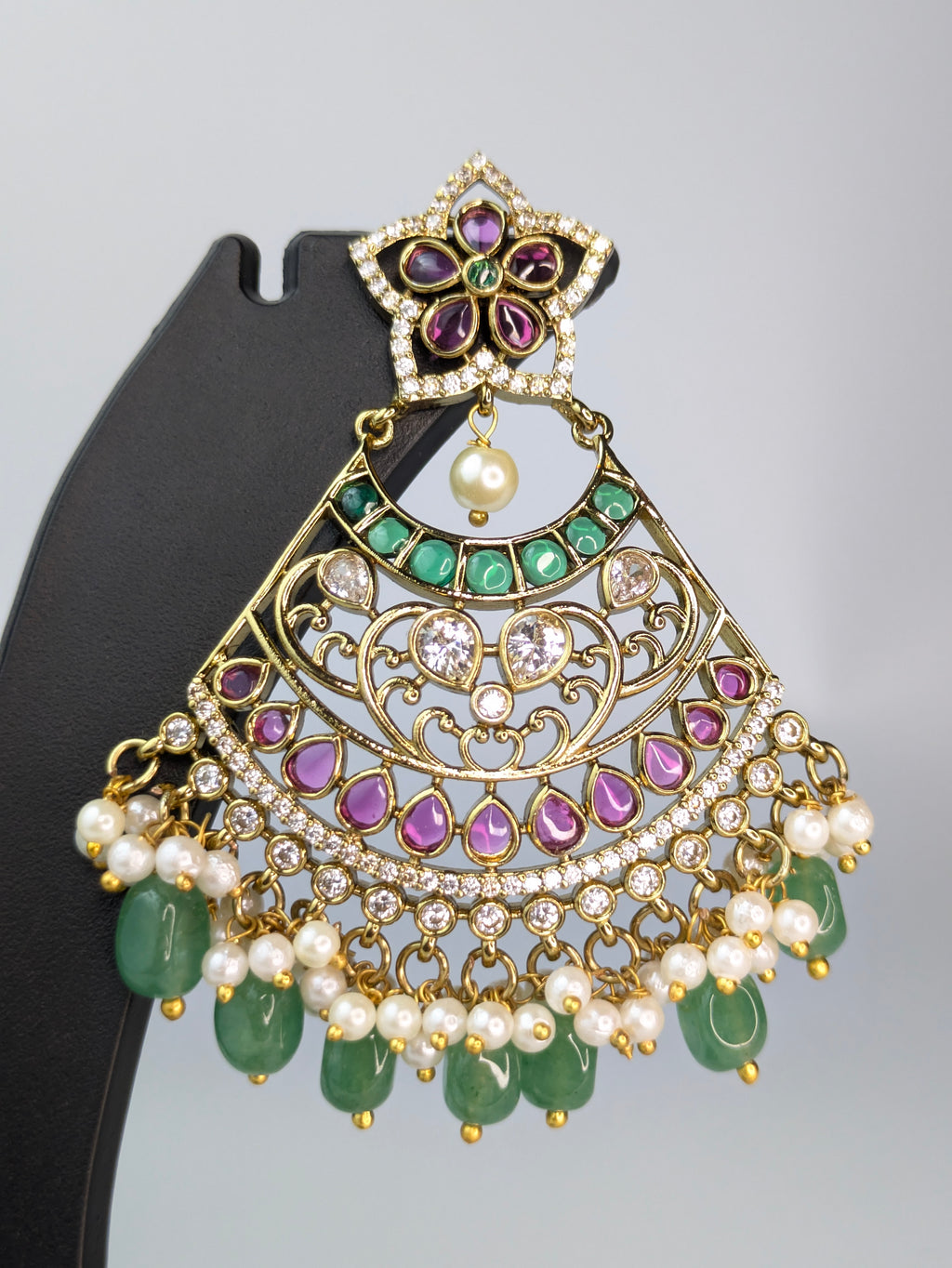 Radhika Royale stone chandbali earrings