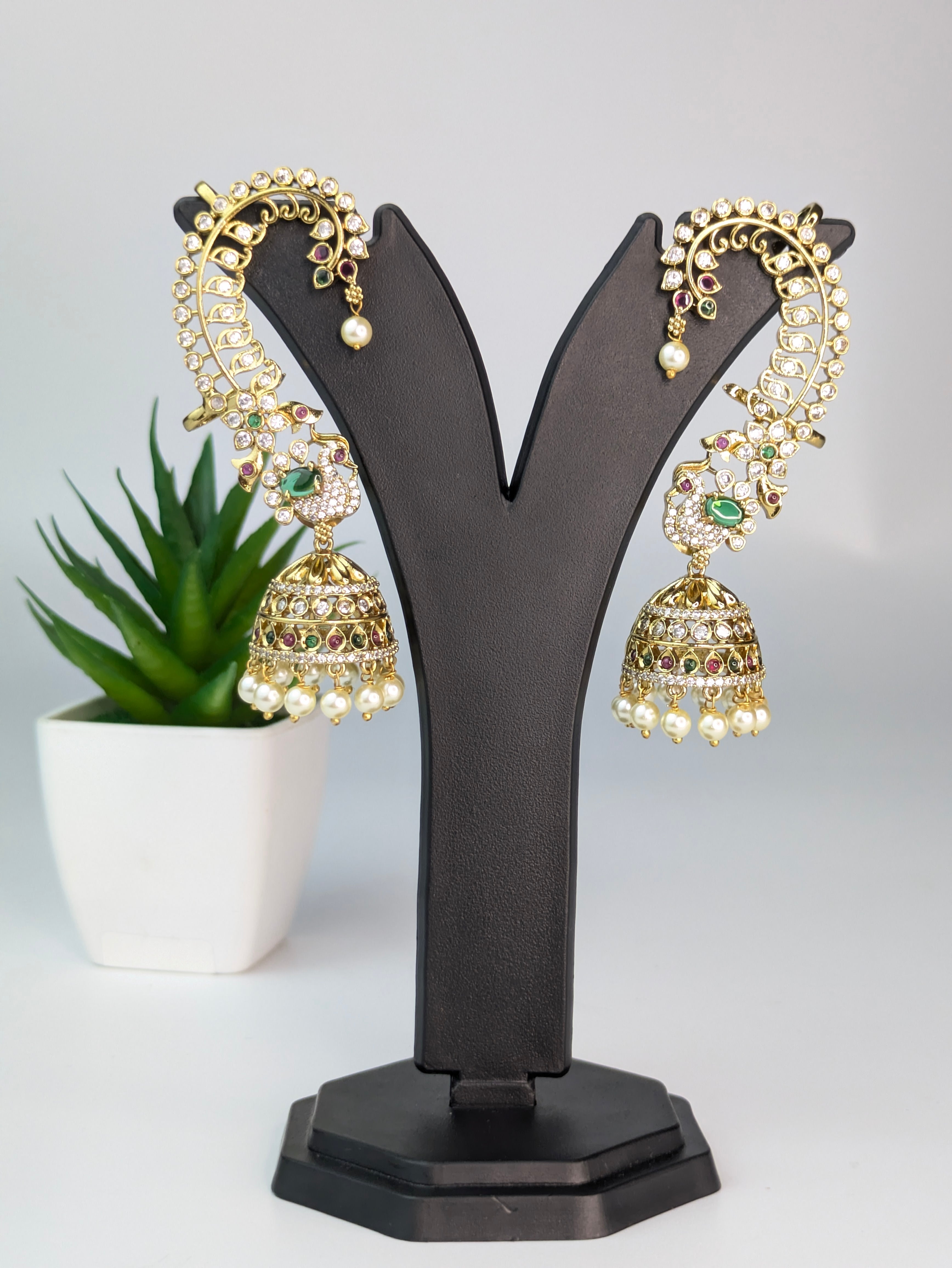 Indian ear cuff with a dangling jhumka