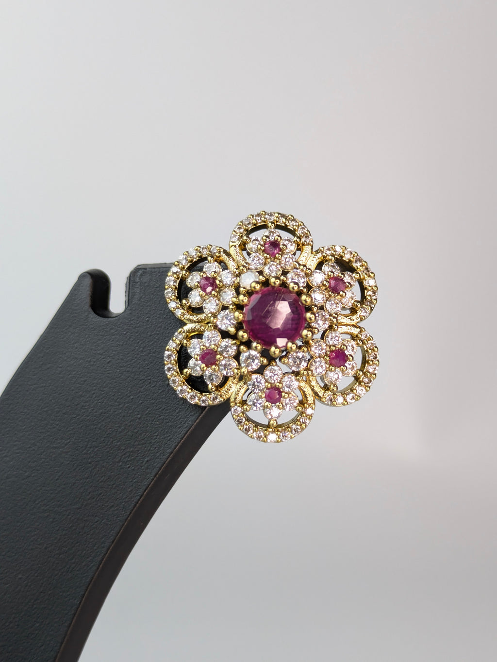 Ruby Flower Stud