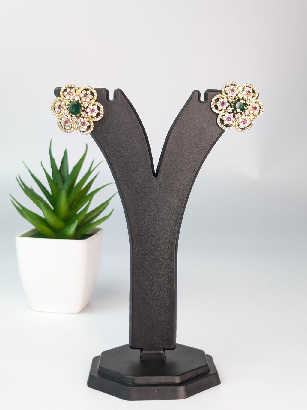 Ruby Flower Stud