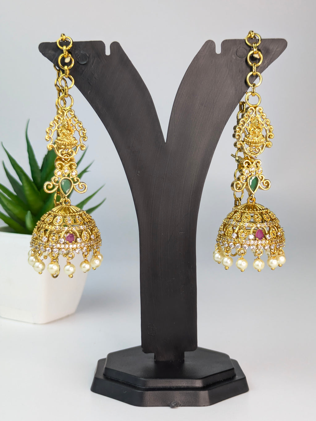 Traditional Indian gold-plated earring