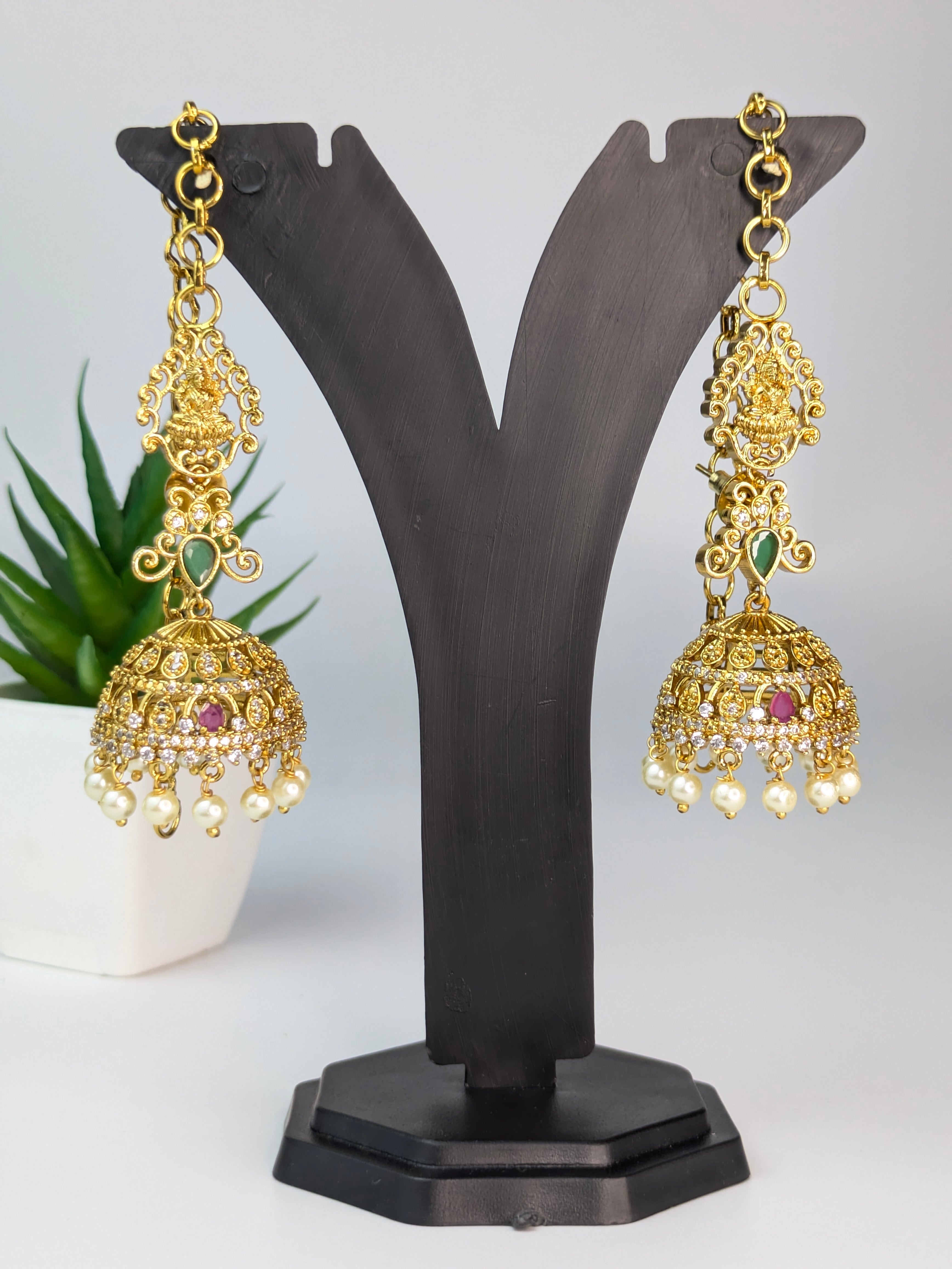 Traditional Indian gold-plated earring