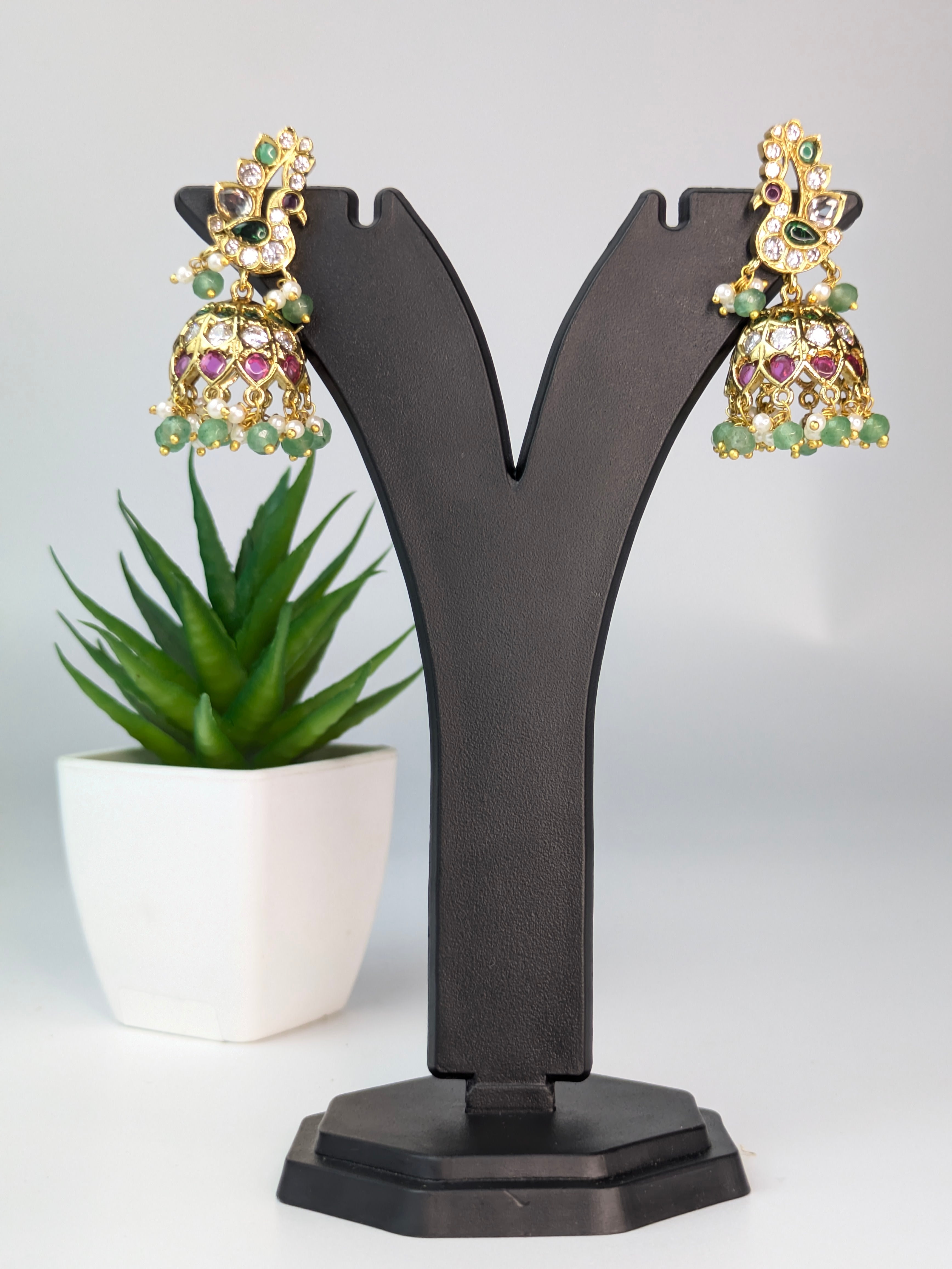 Indian peacock jhumka earring