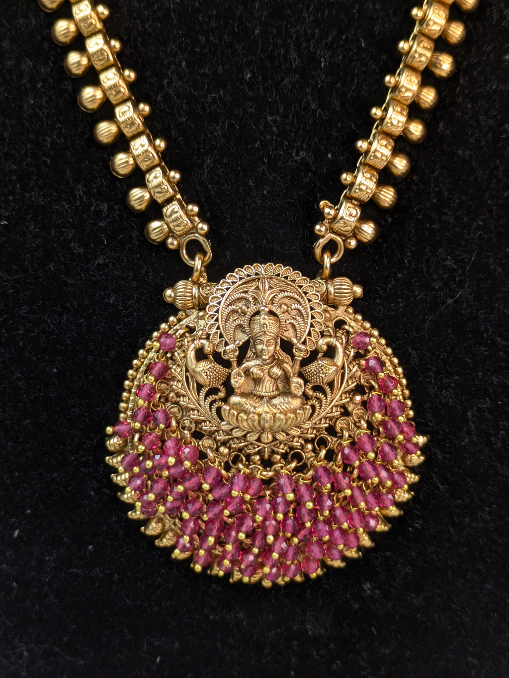 South Indian temple jewelry design-Pink