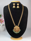 Lakshmi pendant long haram-Green