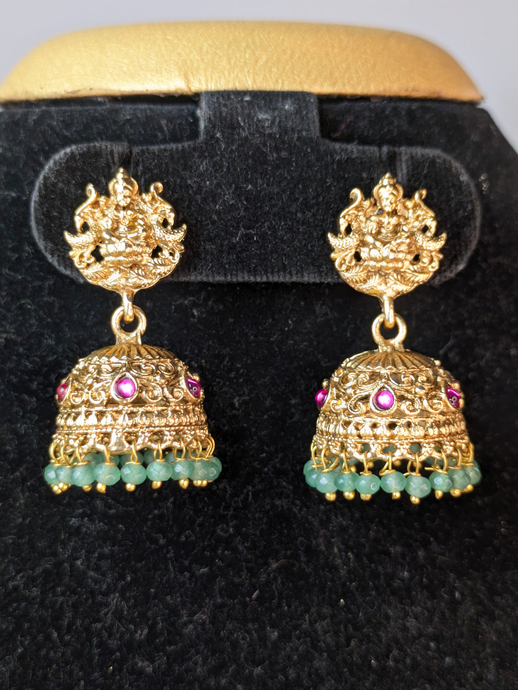 Lakshmi pendant long haram-Green