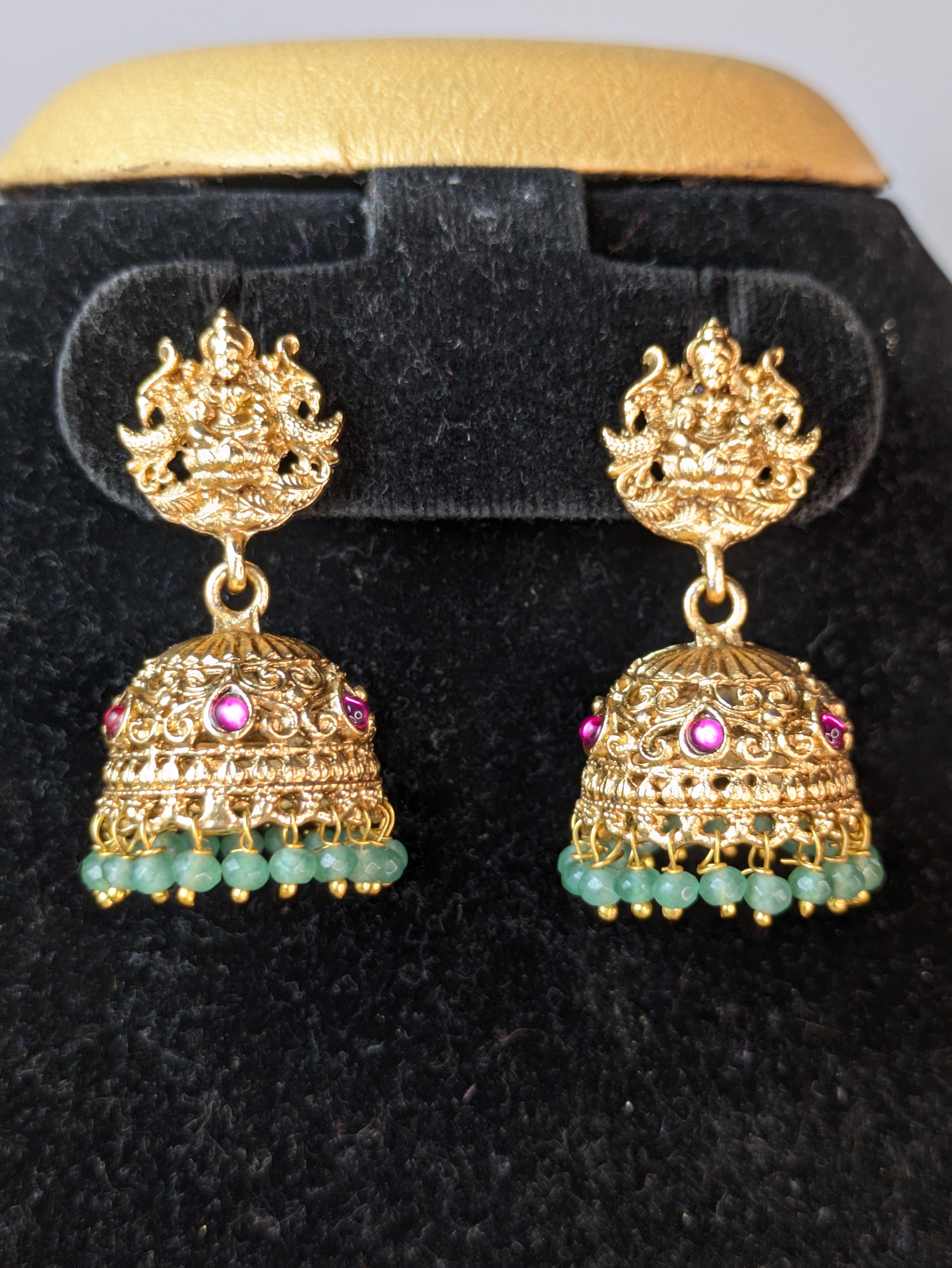 Lakshmi pendant long haram-Green