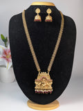 Rectangular temple-style gold plate haram-pink