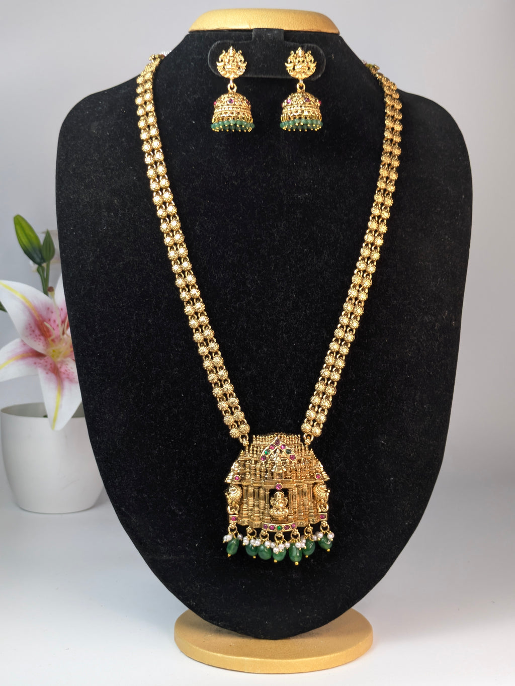 Antique matte gold temple haram