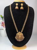 Lakshmi pendant long haram-Pink
