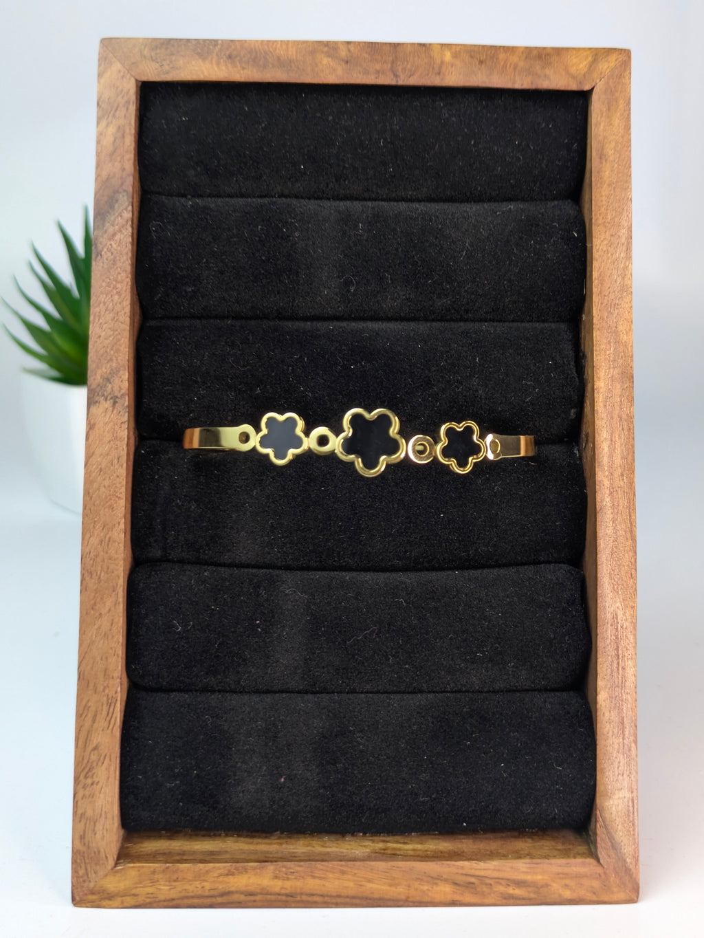 Black Flower Bangle
