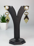Sun theme leaf earring