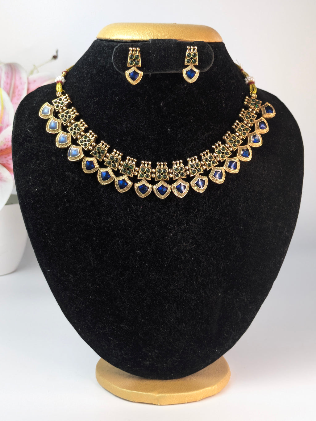 Kerala Style Palaka Necklace-Blue