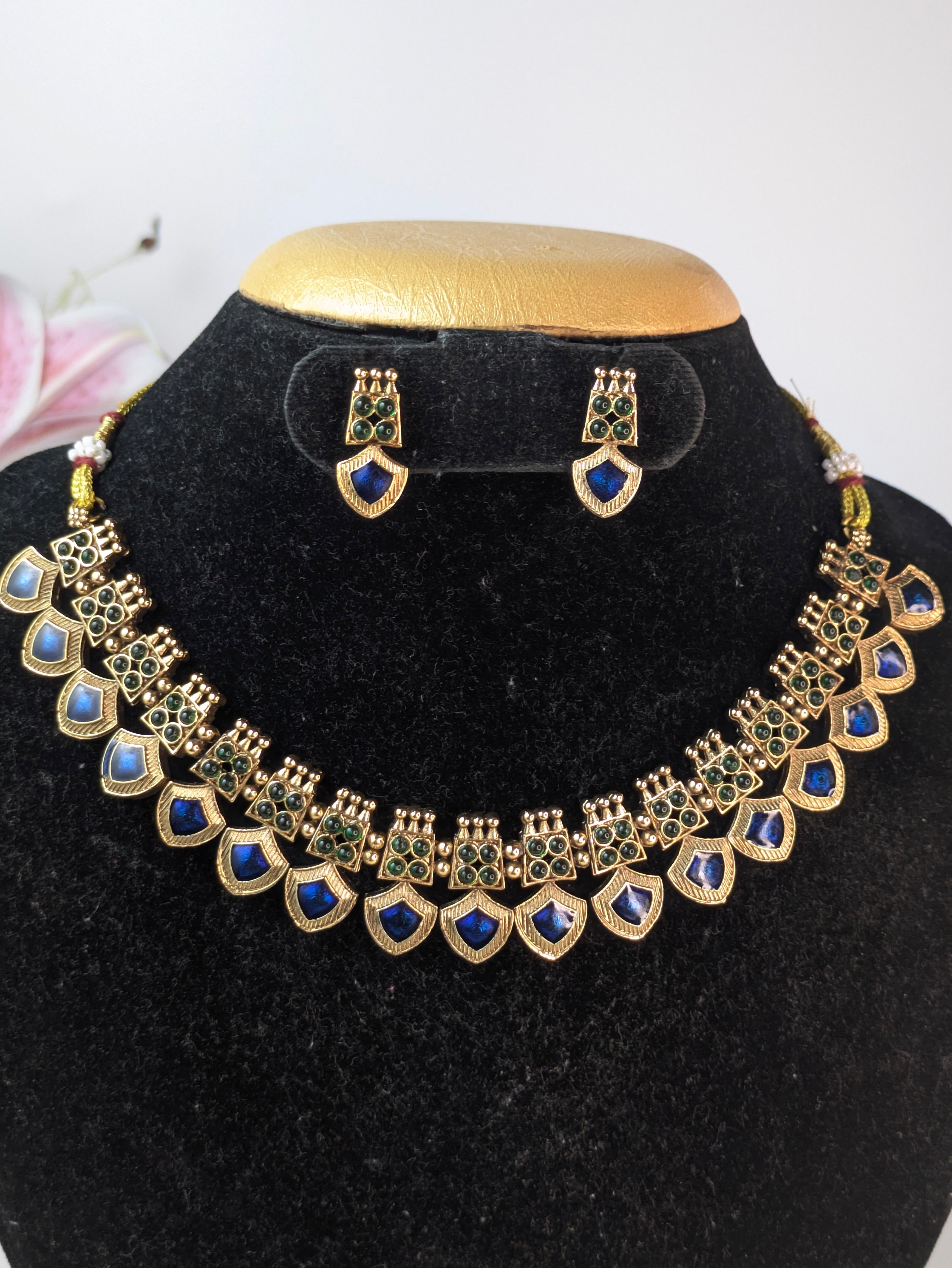 Kerala Style Palaka Necklace-Blue
