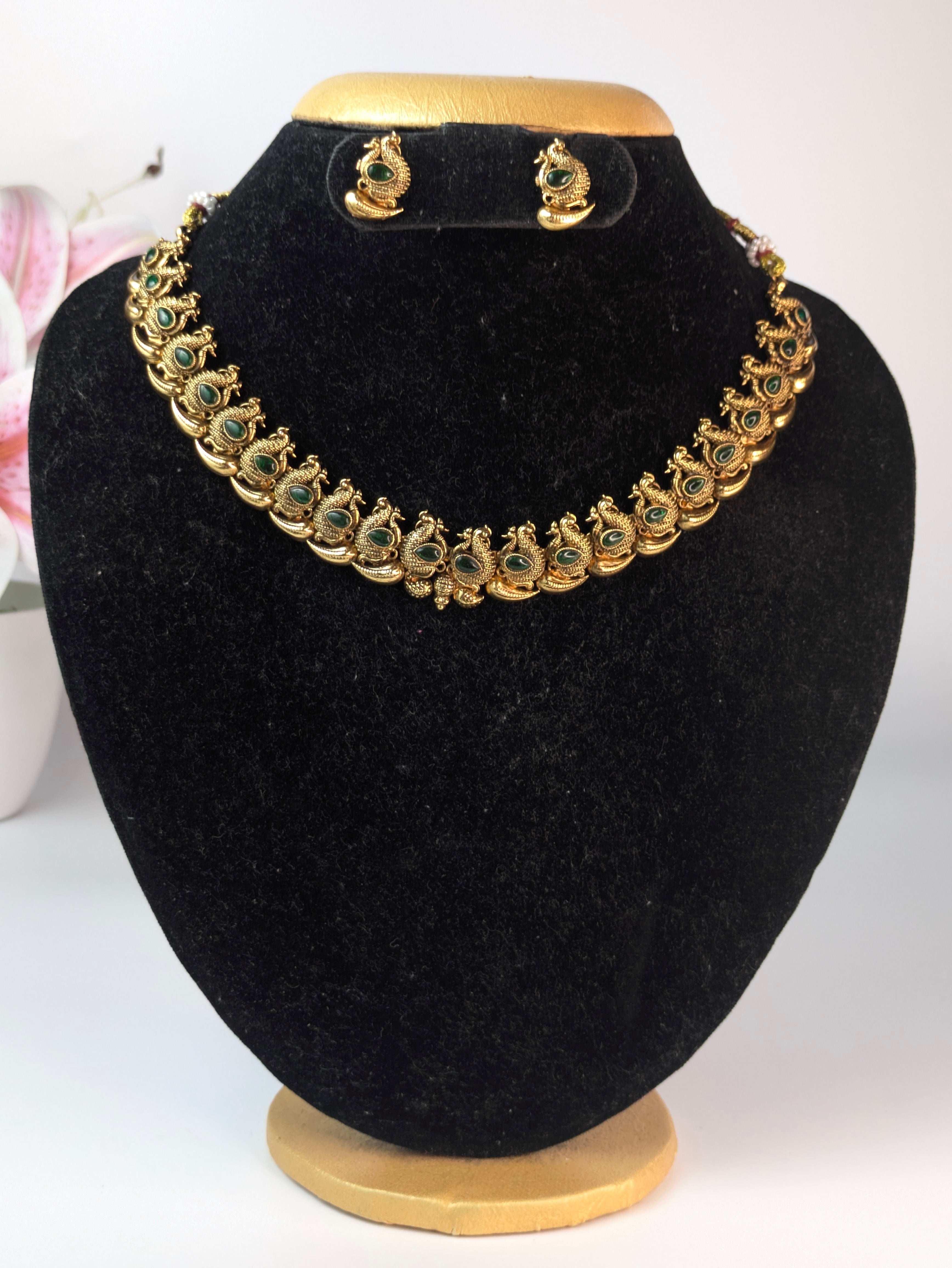 Antique Peacock Necklace-Green
