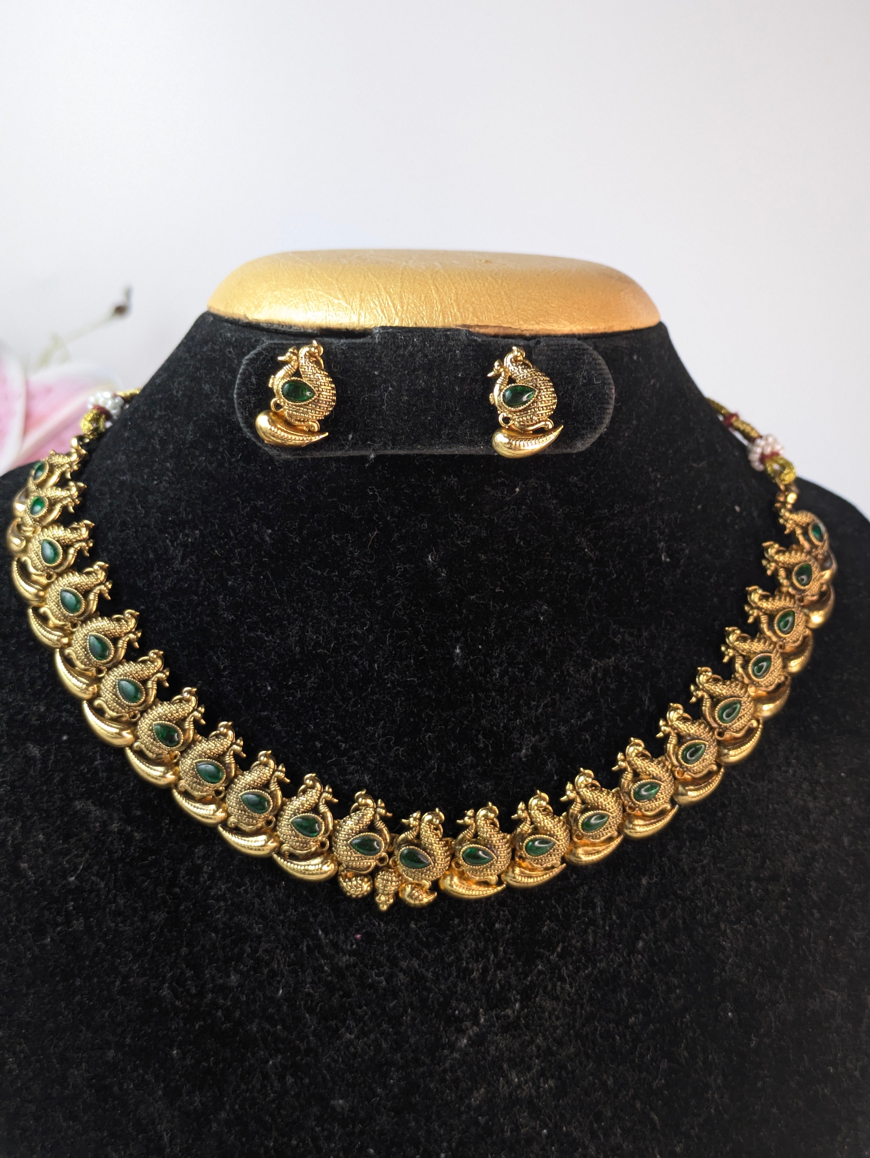 Antique Peacock Necklace-Green