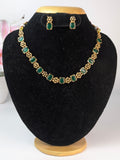 Sufi-style Stone Necklace Set-Green