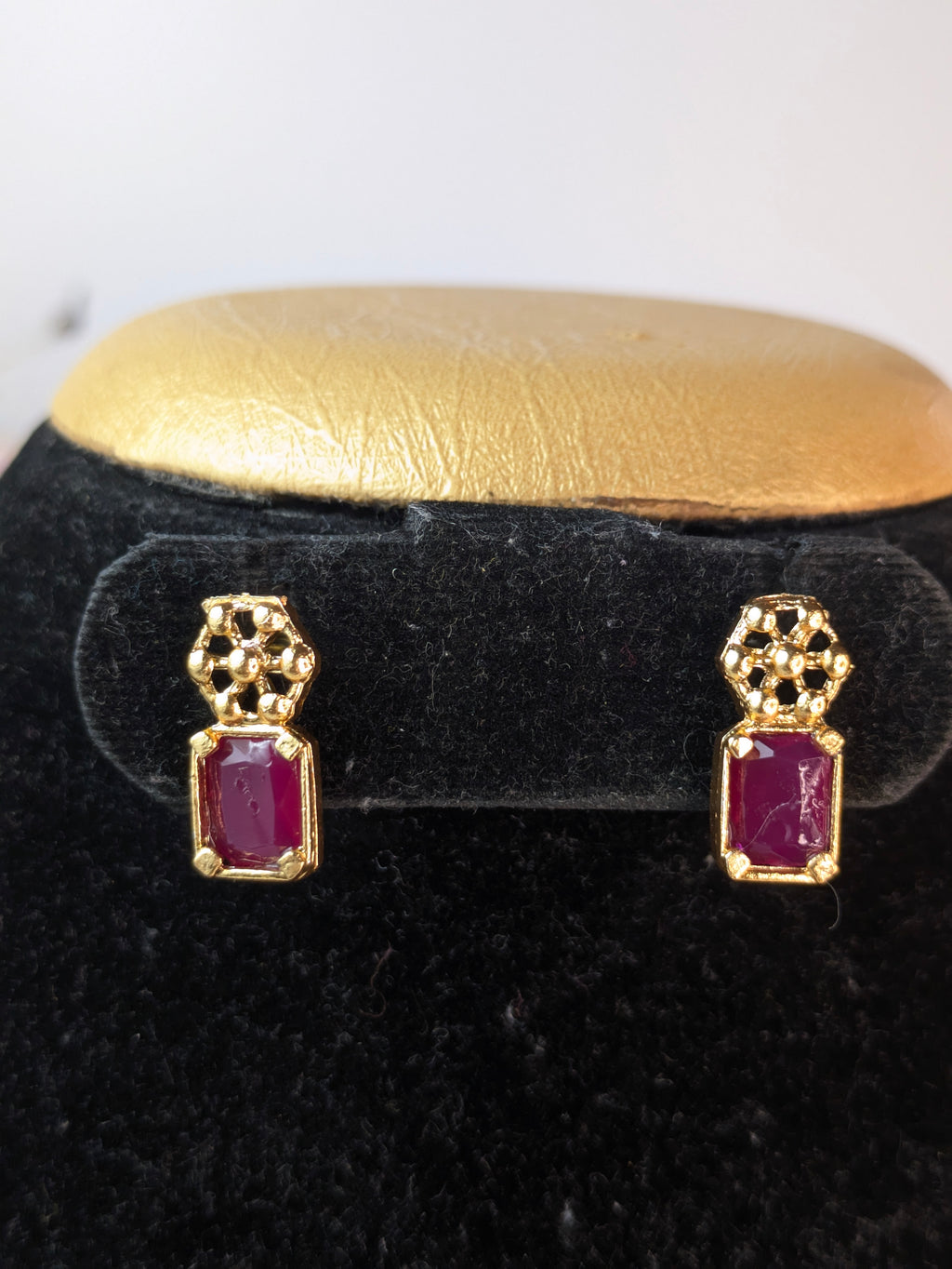 Sufi-style Stone Necklace Set-Red