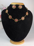 Meenakari Pink Lotus Choker/Necklace Set