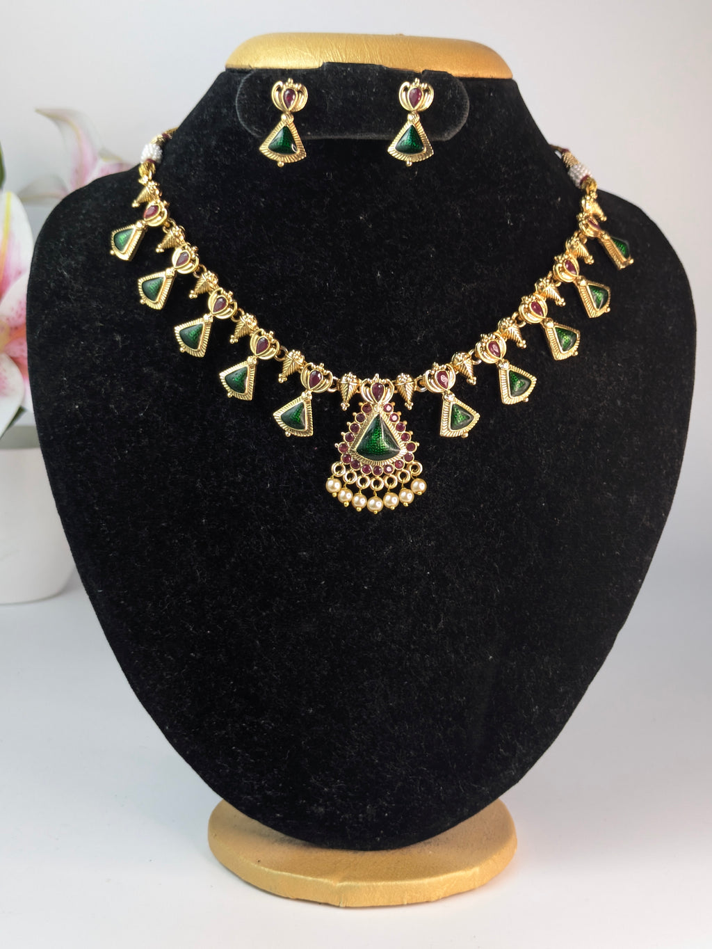 Traditional Kerala Palakka and Nagapadam Fusion Necklace