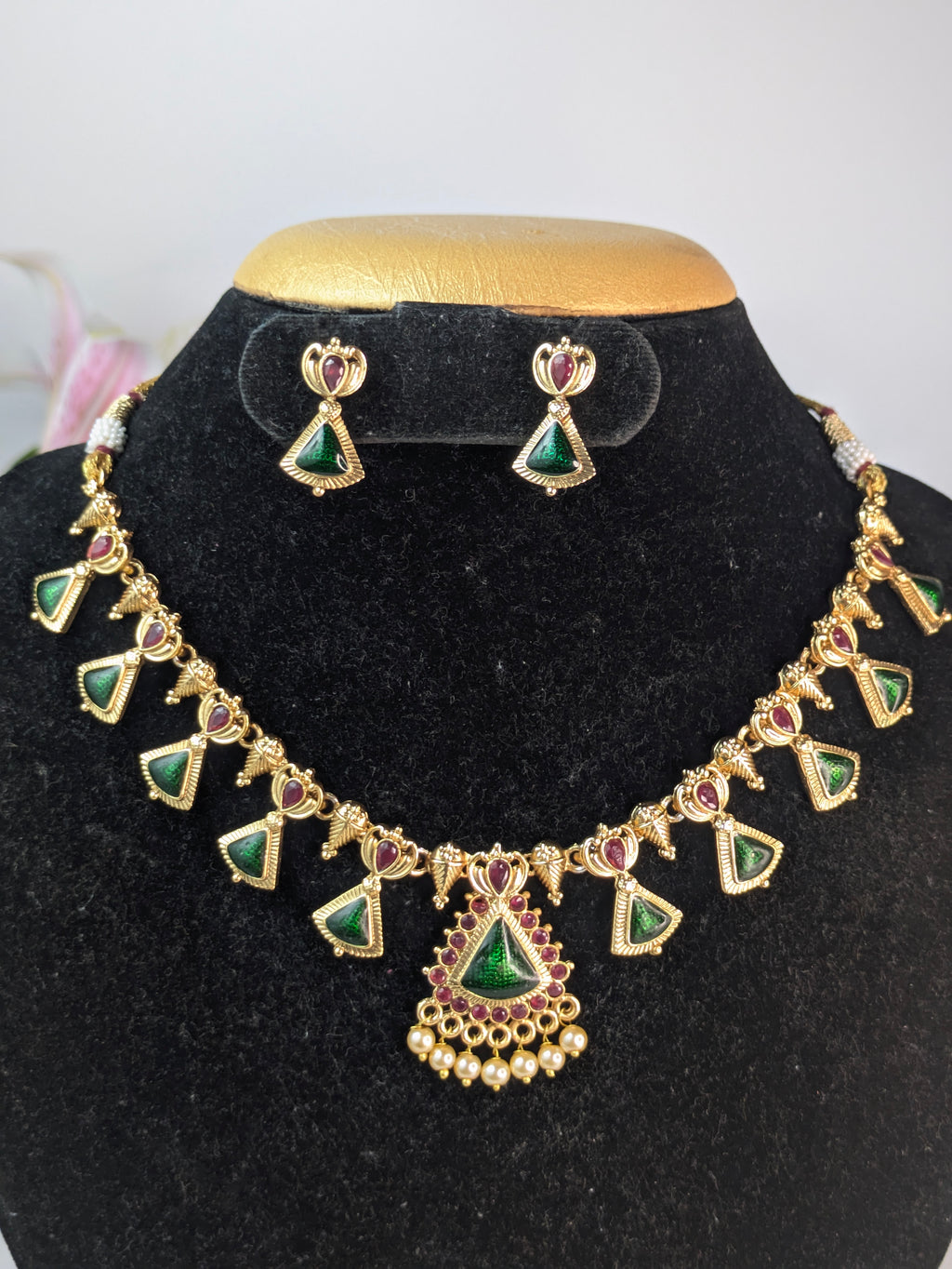 Traditional Kerala Palakka and Nagapadam Fusion Necklace