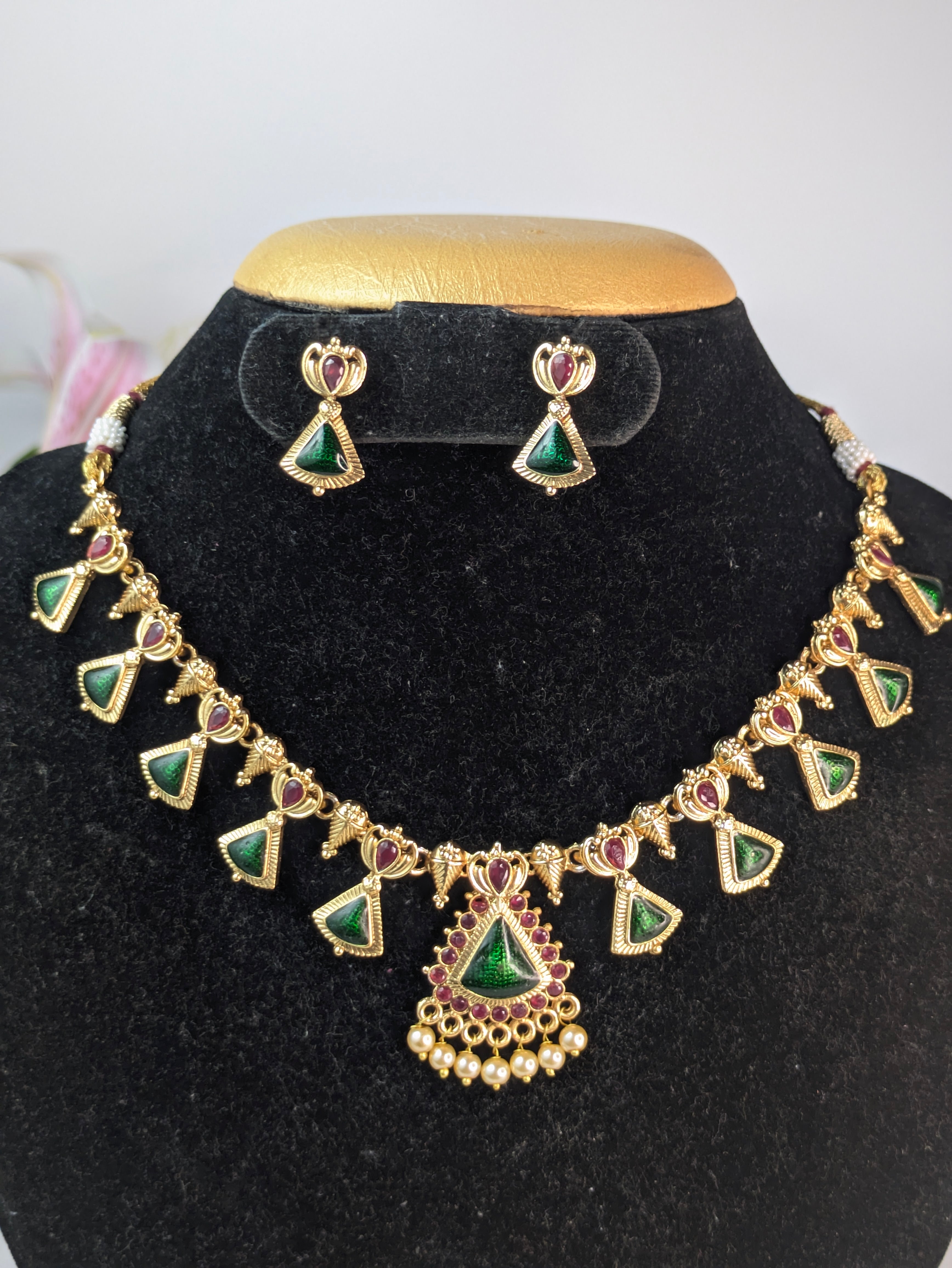 Traditional Kerala Palakka and Nagapadam Fusion Necklace